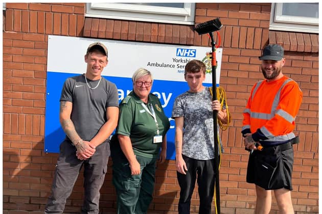 A Leeds man who was saved from his former life as a cocaine and spice addict has returned to the ambulance station to thank them for everything they did for him – by washing all of their windows for free.