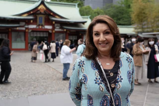 Jane McDonald: Lost In Japan follows the 60-year-old as she explores the streets of Tokyo and Osaka, basks in the majesty of Mount Fuji, zips across the country on the super-fast Bullet train and more. Photo: Channel 5/Paramount.