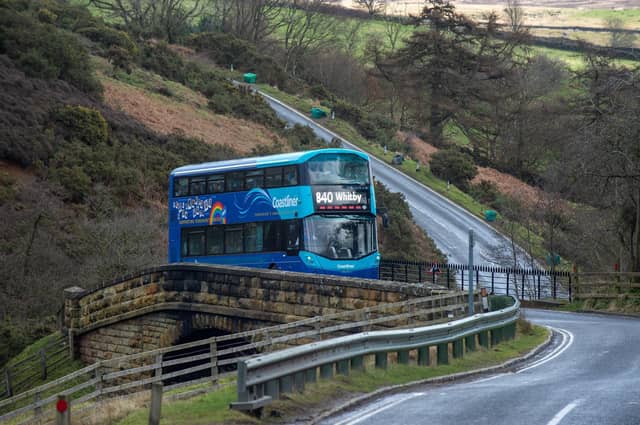 A Coastliner bus approaches Goathland