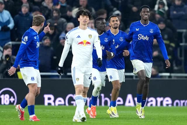 EQUALISER: Everton's Thierno Barry (right) (Image: Peter Byrne/PA Wire)