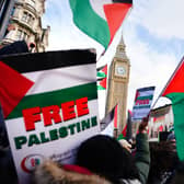 Protesters in Parliament Square during a pro-Palestine march in central London. PIC: James Manning/PA Wire