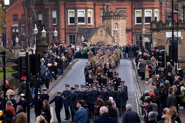 Remembrance Day York. The Parade heads through York Picture taken by Yorkshire Post Photographer Simon Hulme