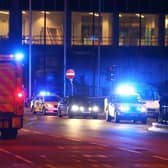 Emergency services arrive close to the Manchester Arena on May 23, 2017. (Photo by Dave Thompson/Getty Images)