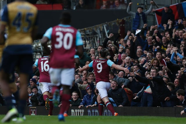 Andy Carroll had a day to remember in the final London derby between Arsenal and West Ham at Upton Park. With the Hammers 2-0 down heading into half time, the ex-Liverpool striker struck twice before the break and early in the second half. Carroll's hat-trick was the fastest in the Premier League during the 2015-16 season.