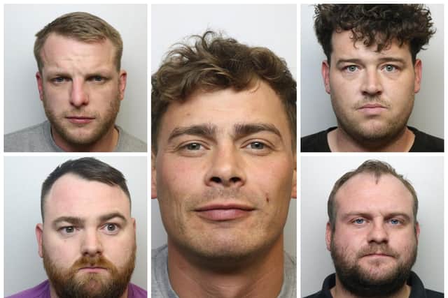 From left to right clockwise - Carl Noble, Jamie Whitehead, Thomas Stead, Simon Bolland and Ben Hardy. Photos: West Yorkshire Police