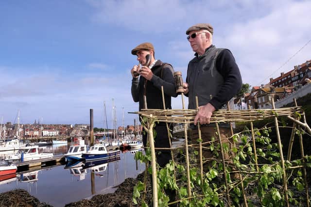 The traditional Penny Hedge building takes place at Whitby. Chris and Lol finish the hedge (Pic: Richard Ponter)