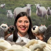 Sarah Turner, owner of Little Beau Sheep, with the wool she uses to create tumble dryer balls. (Pic credit: Bruce Rollinson)
