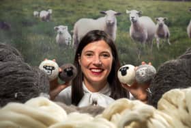 Sarah Turner, owner of Little Beau Sheep, with the wool she uses to create tumble dryer balls. (Pic credit: Bruce Rollinson)