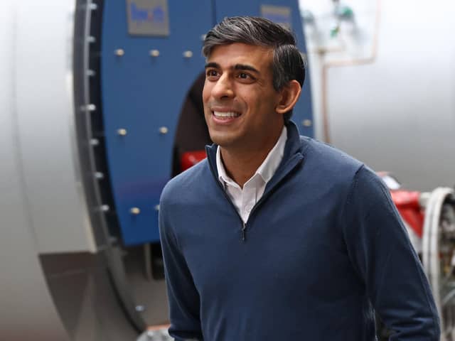 Prime Minister Rishi Sunak speaks to members of the media during a visit to Byworth Boilers at the Parkwood Boiler works in Keighley. PIC: Darren Staples/PA Wire