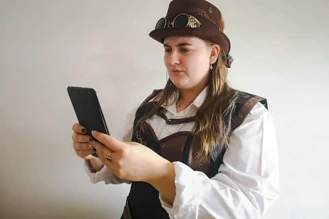 Actor Katie Greensmith wearing a steampunk costume. Photo: Empath Action CIC