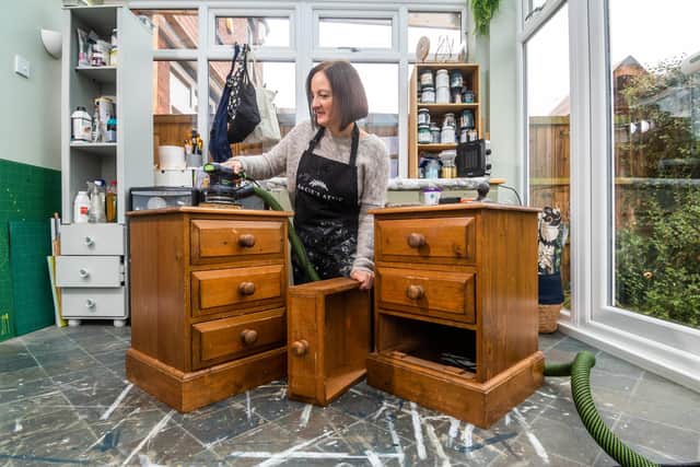Georgina Green, of Batley, is a furniture upcycler who has transformed a range of pieces including retro sideboards and drinks cabinets.