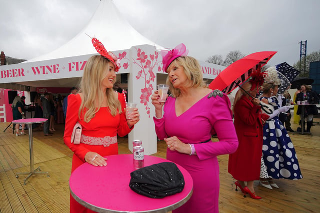 Melissa Worrall and Christine Martin during day two of the Randox Grand National Festival at Aintree Racecourse, Liverpool. (Photo credit: Peter Byrne/PA Wire)