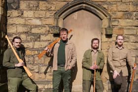 Left to right: Breakout Arts actors Kyle Baker, Peter Williamson, Owen Jones and Mitchell Nutttall will play the four Rotherham men who fought in the Spanish Civil War. Picture by Charlotte Lamb.
