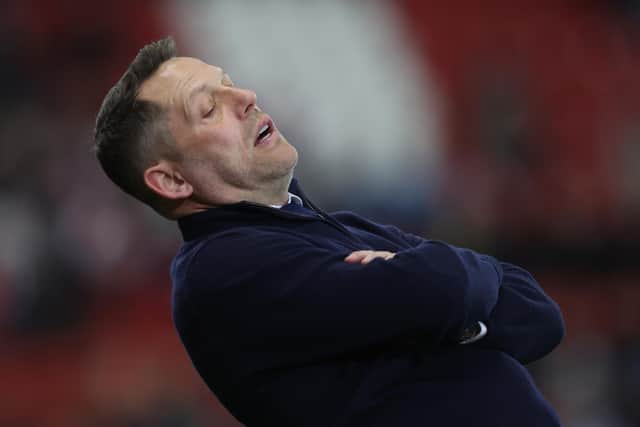 Frustration: Rotherham United head coach Leam Richardson reacts during the recent defeat to Plymouth Argyle that sealed their relegation fate and also prompted his exit from the club. Ed Sykes/Getty Images)