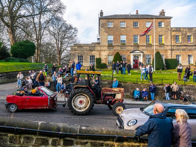 Tractors taking part in the charity run passing through Knaresborough. Picture: James Hardisty