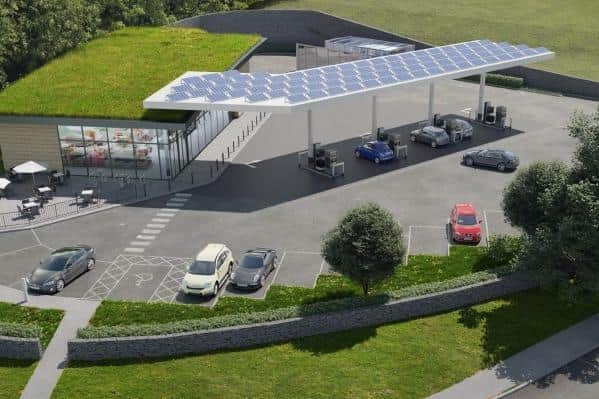 A CGI image of the proposed petrol station