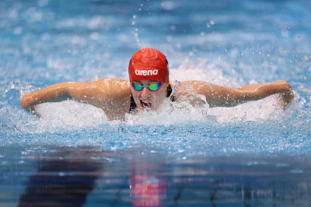 Amber Keegan representing  City of Sheffield in the women's individual medley at the British Championships in 2022, one of her last meets in the pool before switching to open water (Picture: Getty Images)
