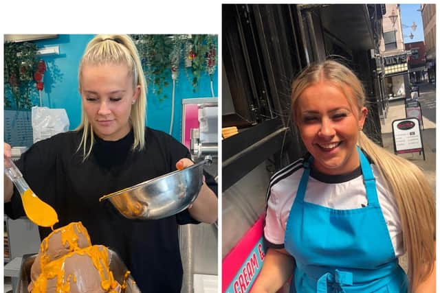 A Yorkshire woman has gone viral across social media after being promoted to store manager at a popular desserts business at the age of 20 – five years after starting as a Saturday girl.
cc Dollys Desserts