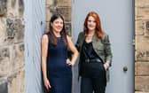 Sarah Turner, founder of Little Beau Sheep, in the navy herringbone tweed wool dress, with Victoria Thompson of Norton & Townsend. Picture by Kathryn Widdowson.