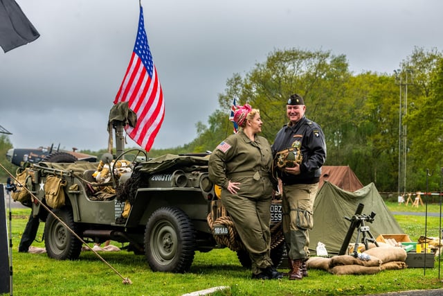 Rebecca Bolton, from Barnsley, and Richard Calladine, from Thorne, dressed as World War II USA Forces.
Picture By Yorkshire Post Photographer,  James Hardisty
