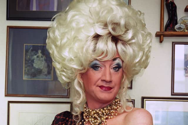 Paul O’Grady dressed as Lily Savage, in his London home in 1993. Picture: PA.