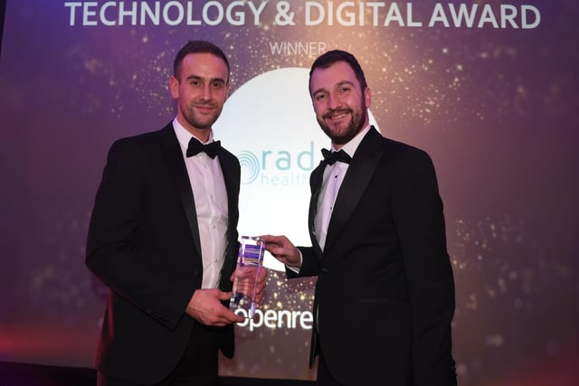 TECHNOLOGY AND DIGITAL AWARD SPONSORED BY OPENREACH
WINNER: Radar Healthcare
NOMINATED: BigChange; BOXT; Resolve; Titus.

Radar Healthcare is helping to digitally transform healthcare. 
Its technology enables health and social care organisations to harness vital data insights so they can improve care, predict future care needs and prevent clinical incidents from being unnecessarily repeated. 
From a team of two 10 years ago, today Radar Healthcare employs more than 80 staff and supports organisations both here in the UK and internationally. Some of its partners include the Emirates Health Services, Four Seasons Health Care Group, Somerset NHS Foundation Trust and Nuffield Health. 
The company has also secured £9million additional funding from equity and venture capital investors 24Haymarket - money that will be used to support further product development and increase customer support. 
It is helping to ensure incidents of issues like patient falls are reduced - taking pressure off our healthcare system and improving outcomes. 
The award was picked up by Yorkshire Post business editor Chris Burn.
