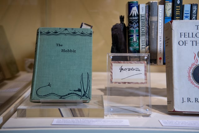 First copy of The Hobbit and Tolkien's signature on show at The Magic of Middle-Earth exhibition at  Experience Barnsley Museum & Discovery Centre, Town Hall in Barnsley photographed for the Yorkshire Post by Tony Johnson.
