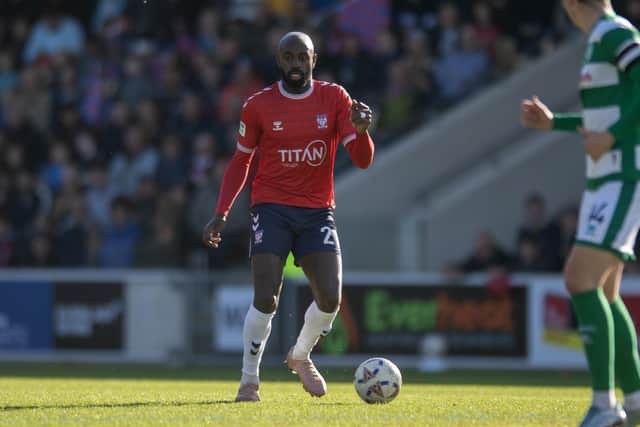 STILL OUT: York City midfielder Hiram Boateng is not yet ready to give Scott Lindsey a different option (Image: Tony Johnson)