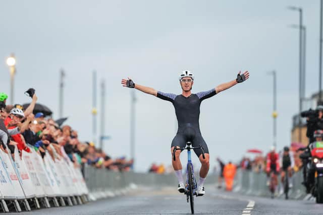 Oliver Wood wins British National Road Championships men's circuit race in Redcar, North Yorkshire (Picture: Alex Whitehead/SWpix.com)