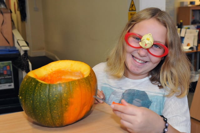 Kirsty Mason was about to start to work on her pumpkin when this 2012 Halloween picture was taken in Blackhall.