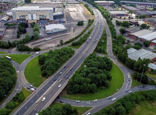 The M621 near junction 2 and Elland Road, Leeds. (Pic credit: National Highways)