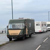 Motorhomes parked on Saltburn's Marine Parade.