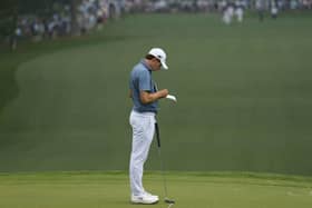 PRACTICE MAKES PERFECT: Sheffield's Matt Fitzpatrick takes notes on the seventh hole during a practice for the Masters golf tournament at Augusta Picture: AP/Charlie Riedel