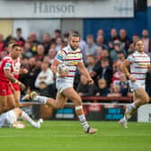 Liam Kay scores Wakefield's opening try against Salford Red Devils. (Picture: Bruce Rollinson)