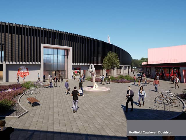 Artist's impression of what the new Sheffield FC and Sheffield Eagles ground will look like.