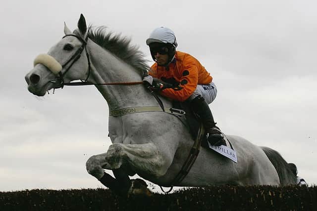 Great partnership: Jockey Graham Lee and Grey Abbey win at Cheltenham in 2005. He also won the previous year's Scottish Grand National on the grey and victory in the 2006 Grand National on Amberleigh House meant he became only the third rider to do the National double. 
(Photo by Julian Herbert/Getty Images)