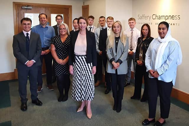 Sally Appleton, partner, with fellow partners Justine Stalker and Chris Luckett and this year’s intake of trainees.