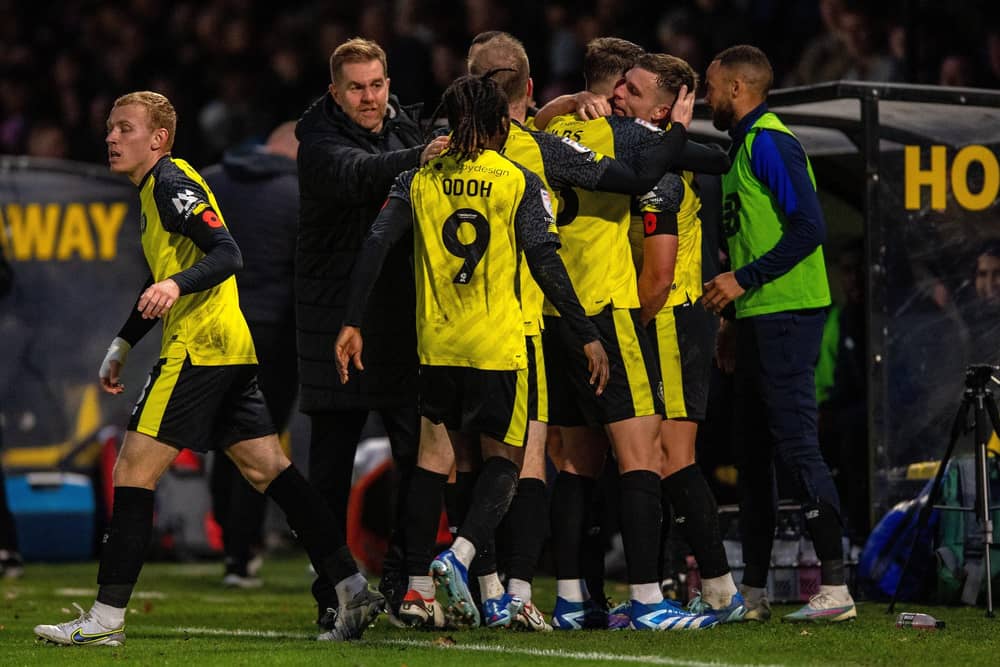 Harrogate Town left it late against Accrington Stanley. Image: Bruce Rollinson