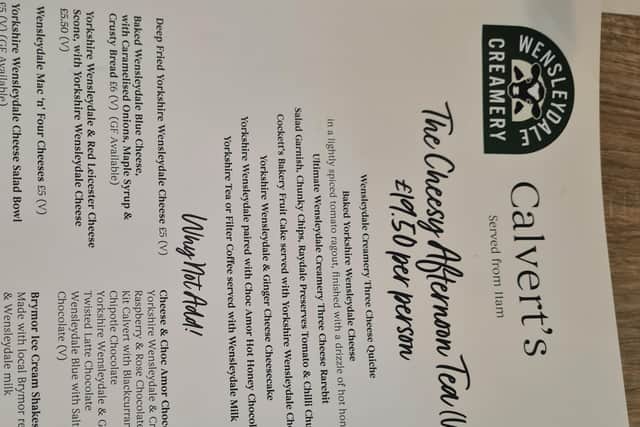 "I ordered a Cheesy Afternoon Tea for one, priced at £19.50, with an add-on baked Wensleydale blue cheese for £6. I was given the option of tea or coffee, and a filter coffee arrived shortly afterwards."