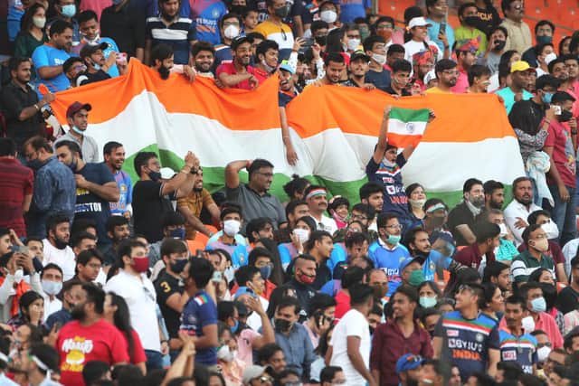 The first two T20 matches of the India vs England 2021 series were played in front of large crowds inside the Narendra Modi Stadium, in Ahmedabad, after a relaxation of Covid restrictions. (Pic: Getty)