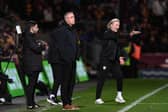 Bradford City manager Michael Duff (centre) (Image: Jonathan Gawthorpe)