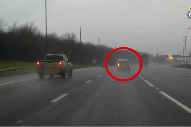 The hammered motorist was behind the wheel of a 4x4 vehicle on a northbound section of the M1 when he was spotted by West Yorkshire traffic officers.
