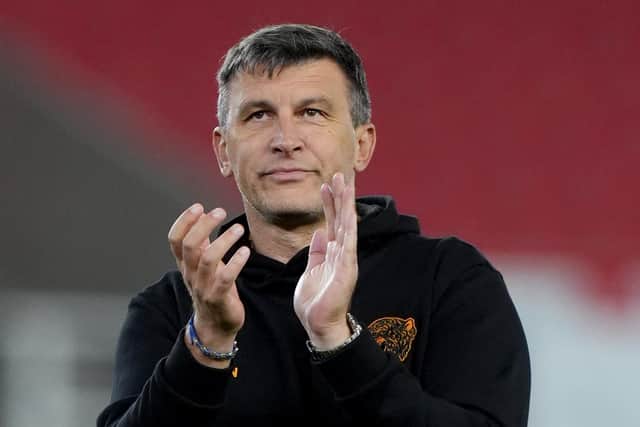 Hull City manager Sergej Jakirovic applauds the fans after the Carabao Cup second round match at the bet365 Stadium, Stoke-on-Trent. Picture date: Tuesday August 25, 2026.