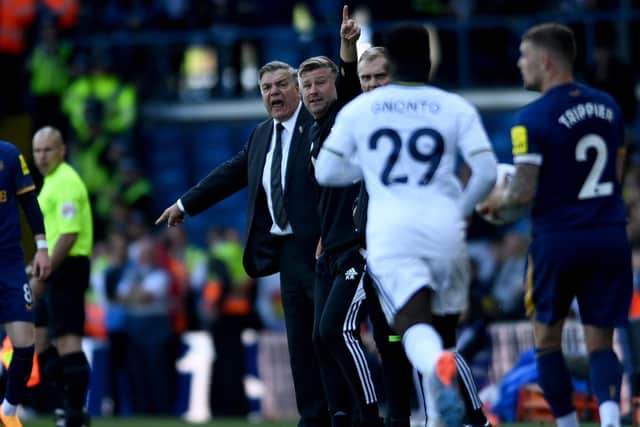 DEMANDS: Leeds United interim manager Sam Allardyce with his assistant Karl Robinson