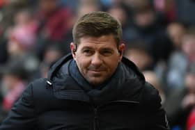 LIVERPOOL, ENGLAND - JANUARY 21: Ex-Liverpool player, Manager and TV Pundit, Steven Gerrard looks on prior to the Premier League match between Liverpool FC and Chelsea FC at Anfield on January 21, 2023 in Liverpool, England. (Photo by Laurence Griffiths/Getty Images)