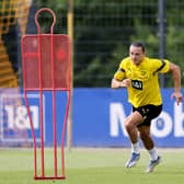 Nico Schulz, currently training with Sheffield Wednesday, pictured in training with former club Borussia Dortmund. Photo by Christof Koepsel/Getty Images.