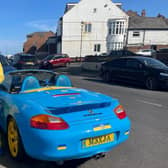Geoff Dunn and his blue and yellow Porsch