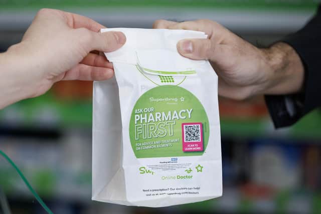 First patient supplied medication under England's new Pharmacy First scheme. PIC: Belinda Jiao/PA Wire