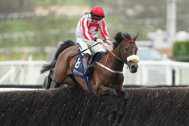 The Real Whacker ridden by Sam Twiston-Davies on their way to winning the Brown Advisory Novices' Chase  on day two of the Cheltenham Festival at Cheltenham Racecourse (Picture: David Davies/PA)