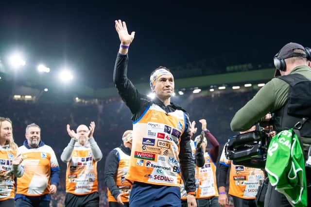 Kevin Sinfield completed his latest challenge at Old Trafford in November 2022. (Photo: Allan McKenzie/SWpix.com)